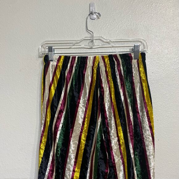 Fashion Nova Yeva Velvet Striped Straight Leg Multicolor Velvet Pants Sz M - Picture 8 of 12